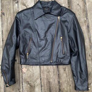 Vintage 90s Danier Mandy Style Biker Jacket Asymmetrical Zipper Small Leather